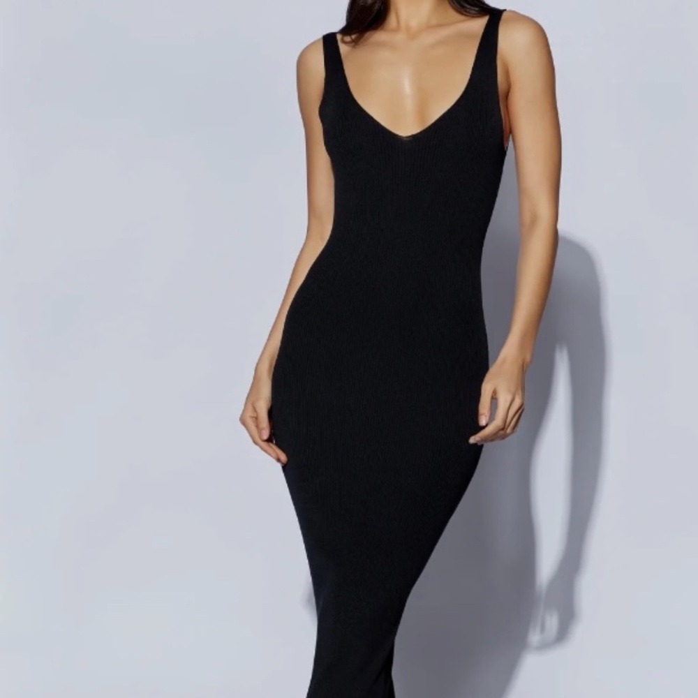 Black knit meshki midi dress